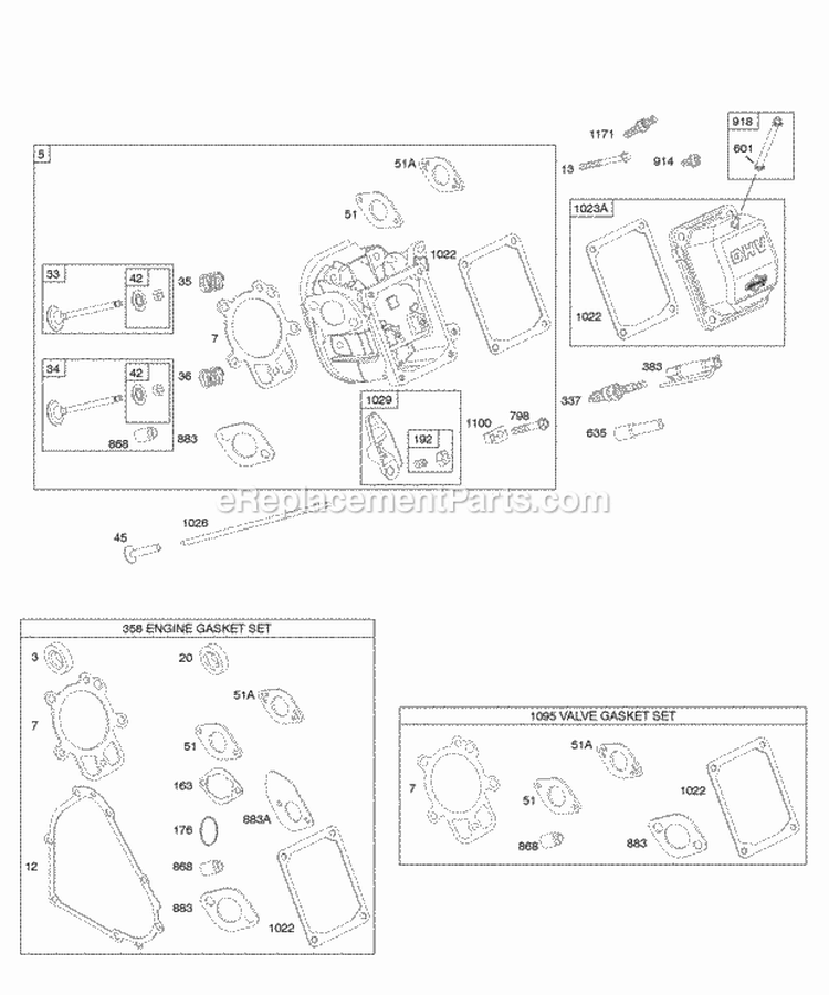 Cylinder Head Gasket Set - Engine Gasket Set - Valve Valves Diagram and Parts List for 210417-0134-E1  Briggs and Stratton Engine